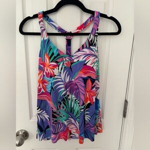 Aqua Green Multicolor Tropical tankini Top